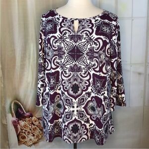 Charter Club 3/4 Sleeved Blouse Purple 3X